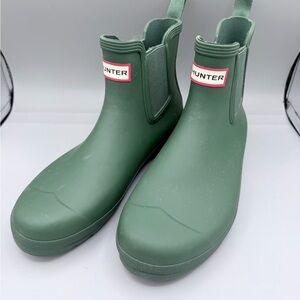 Hunter Short Matte Green Chelsea Rain Boots